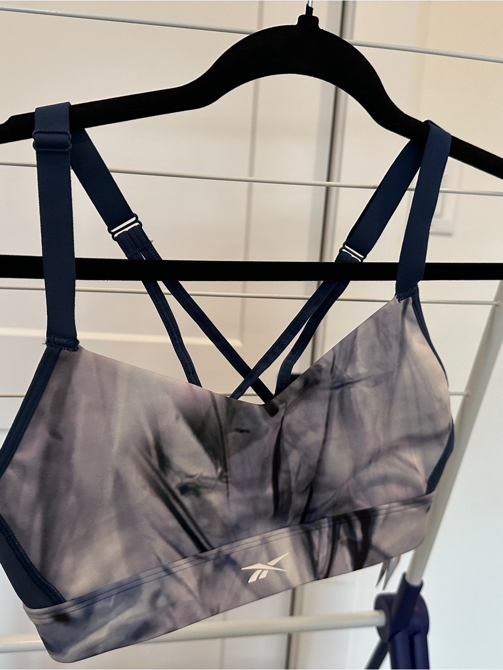 Reebok Women's Tie-Dye Strappy Sports Bra — Blue/Gray